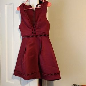 Maroon fit and flare dress